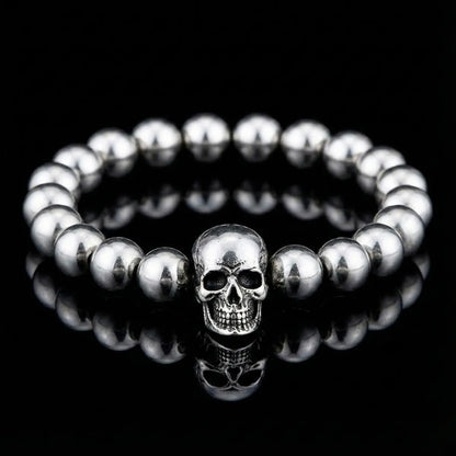 Silver Skull Bead Bracelet