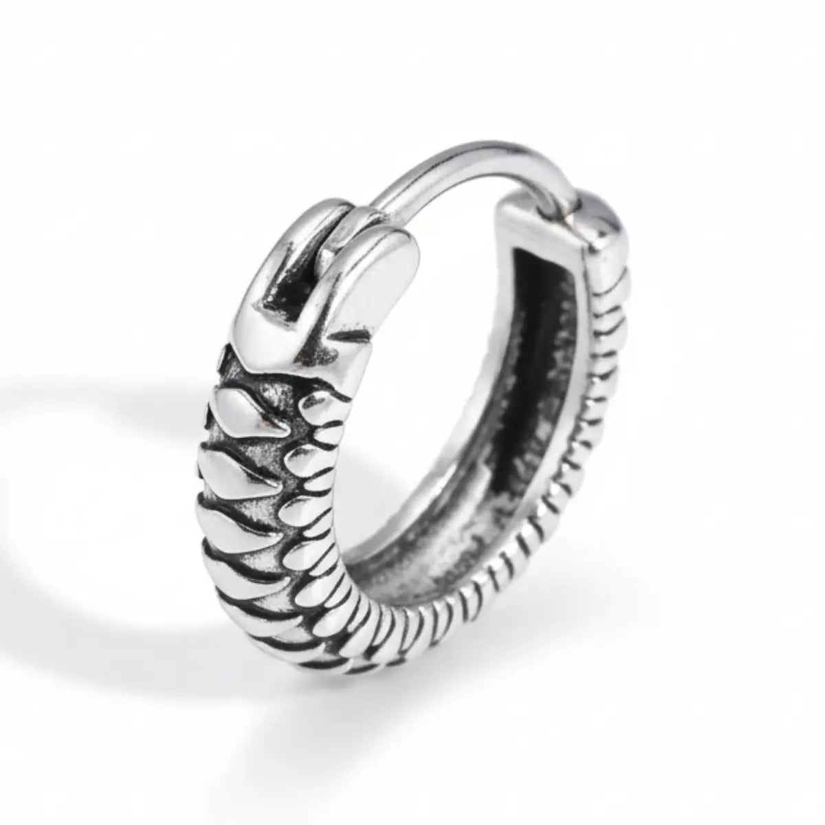 Silver Snake Skin Hoop Earrings Details