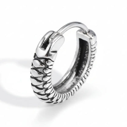 Silver Snake Skin Hoop Earrings Details