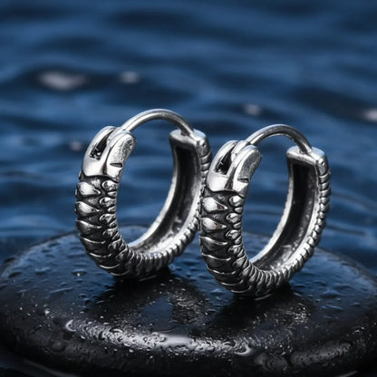 Silver Snake Skin Hoop Earrings