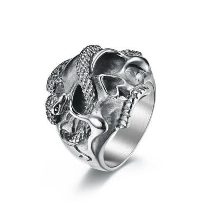 Silver Snake Skull Ring Details