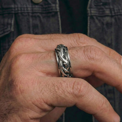 Silver Spinner Thorns Ring Worn by Male Model