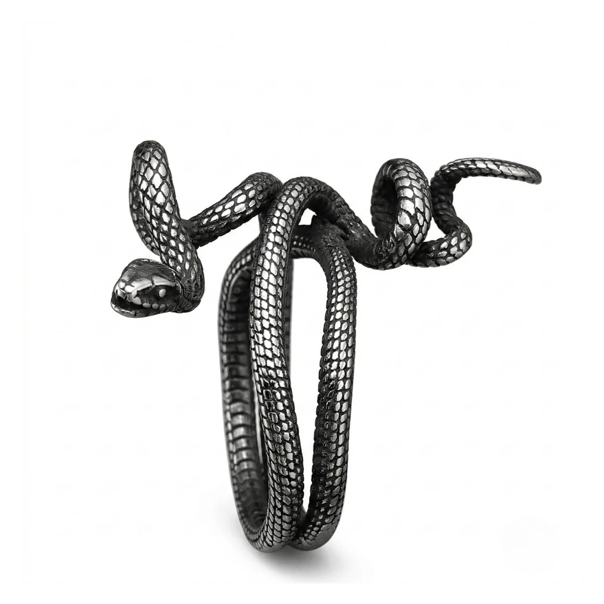 Silver Spiral Snake Ring Details