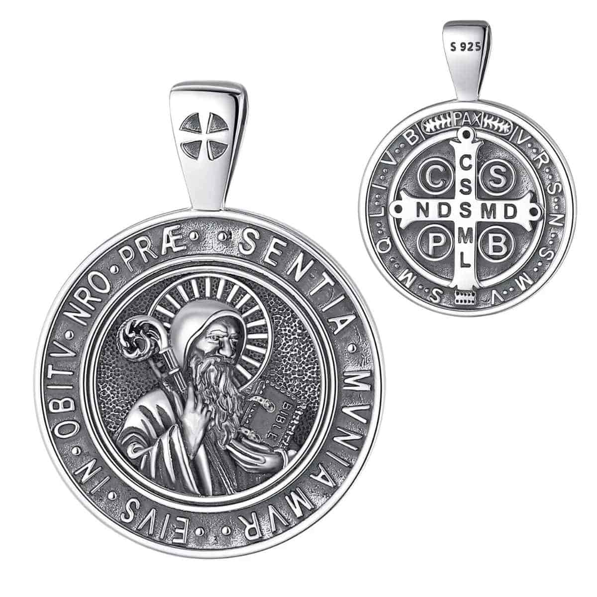 Silver St Benedict Crucifix Medal Necklace Pendant Only Xenos Jewelry