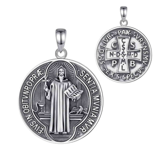 Silver St Benedict Medal Necklace Pendant Only Xenos Jewelry