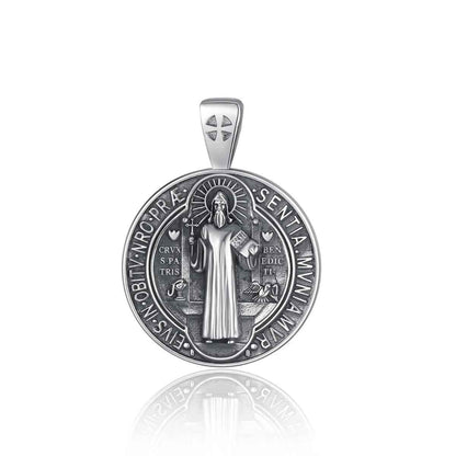 Collana con medaglione di San Benedetto in argento sterling fatta a mano - Regalo religioso cristiano - Italia Collana con medaglione di San Benedetto in argento sterling fatta a mano - Regalo religioso cristiano - Italia
