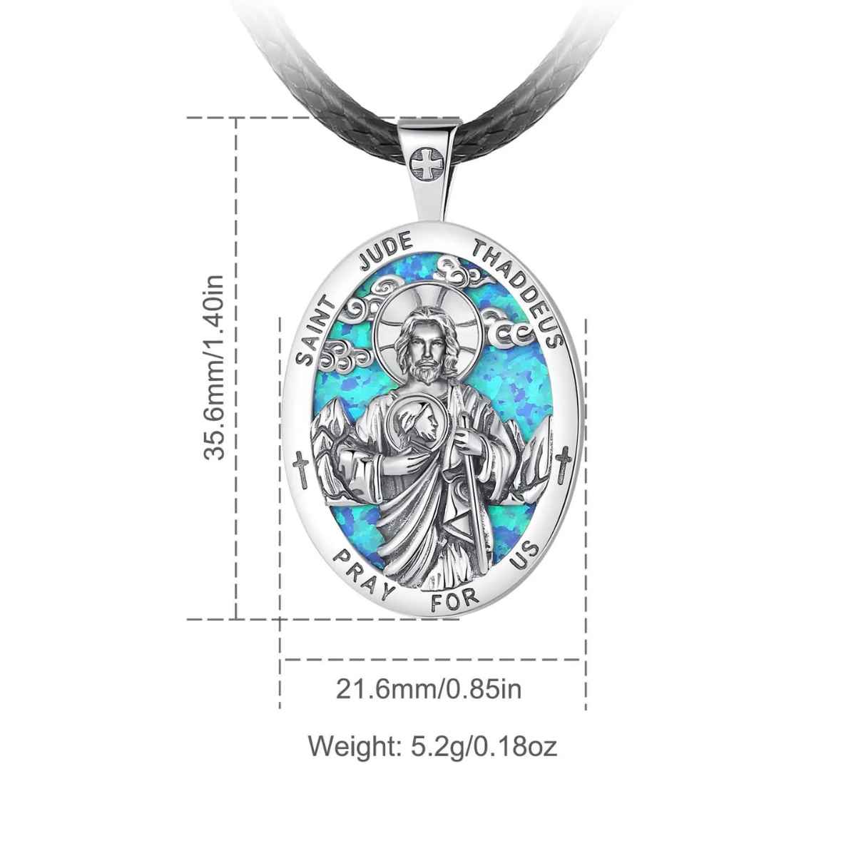 Silver St Jude Chain with Blue Inlay Dimensions and Weight Xenos Jewelry