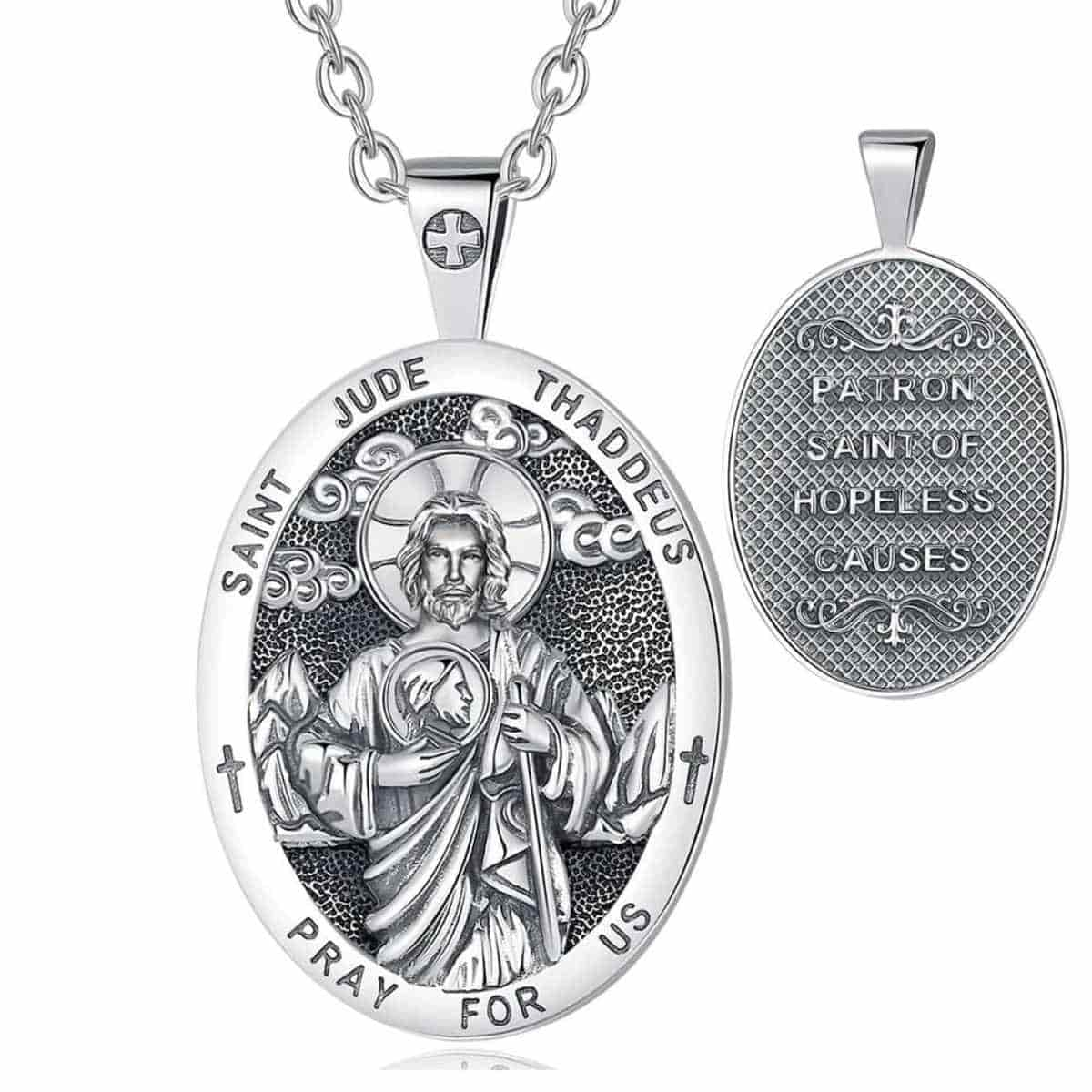 Silver St Jude Pendant with 18 inch Chain Xenos Jewelry