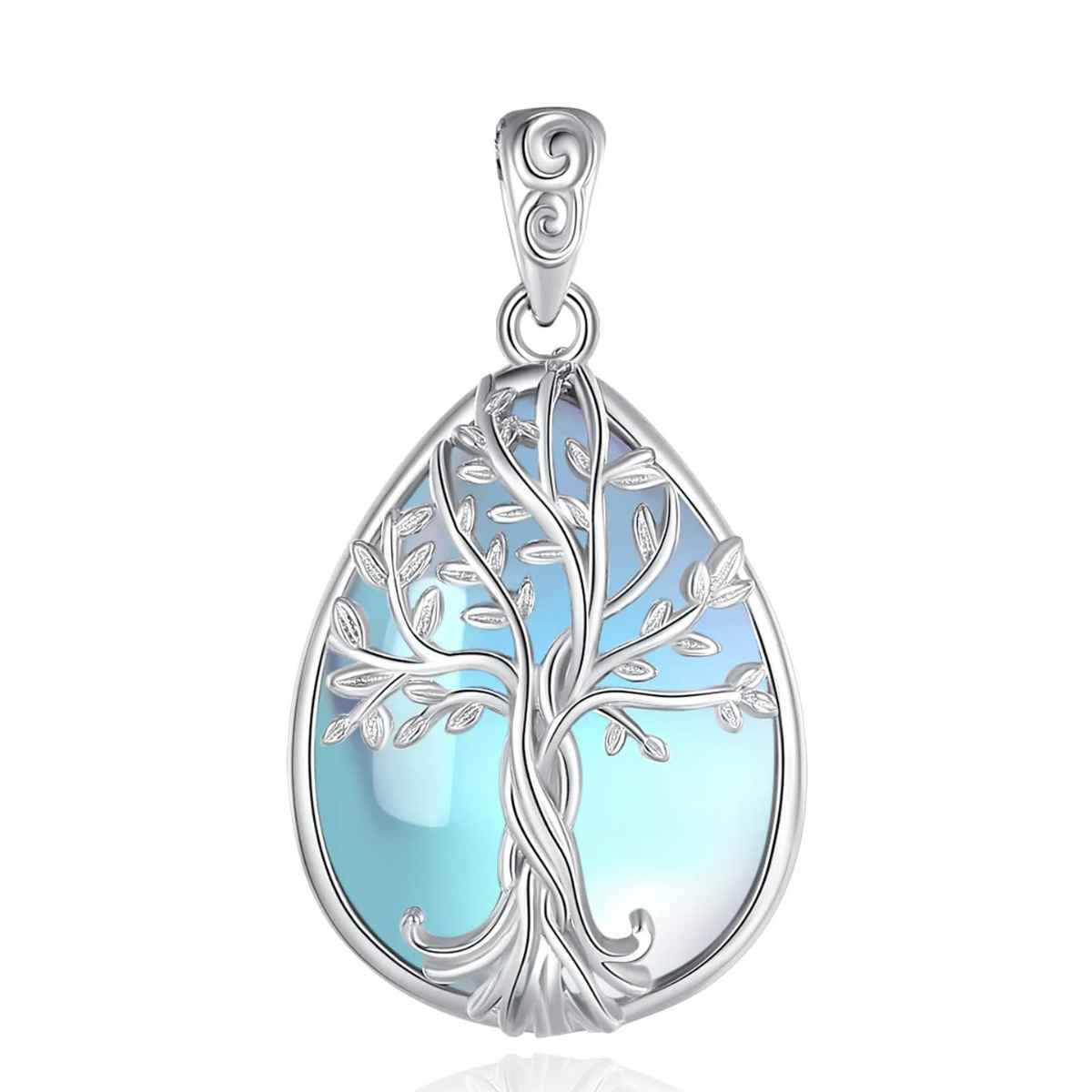 Silver Tree of Life Pendant Moonstone Teardrop Pendant Only Xenos Jewelry