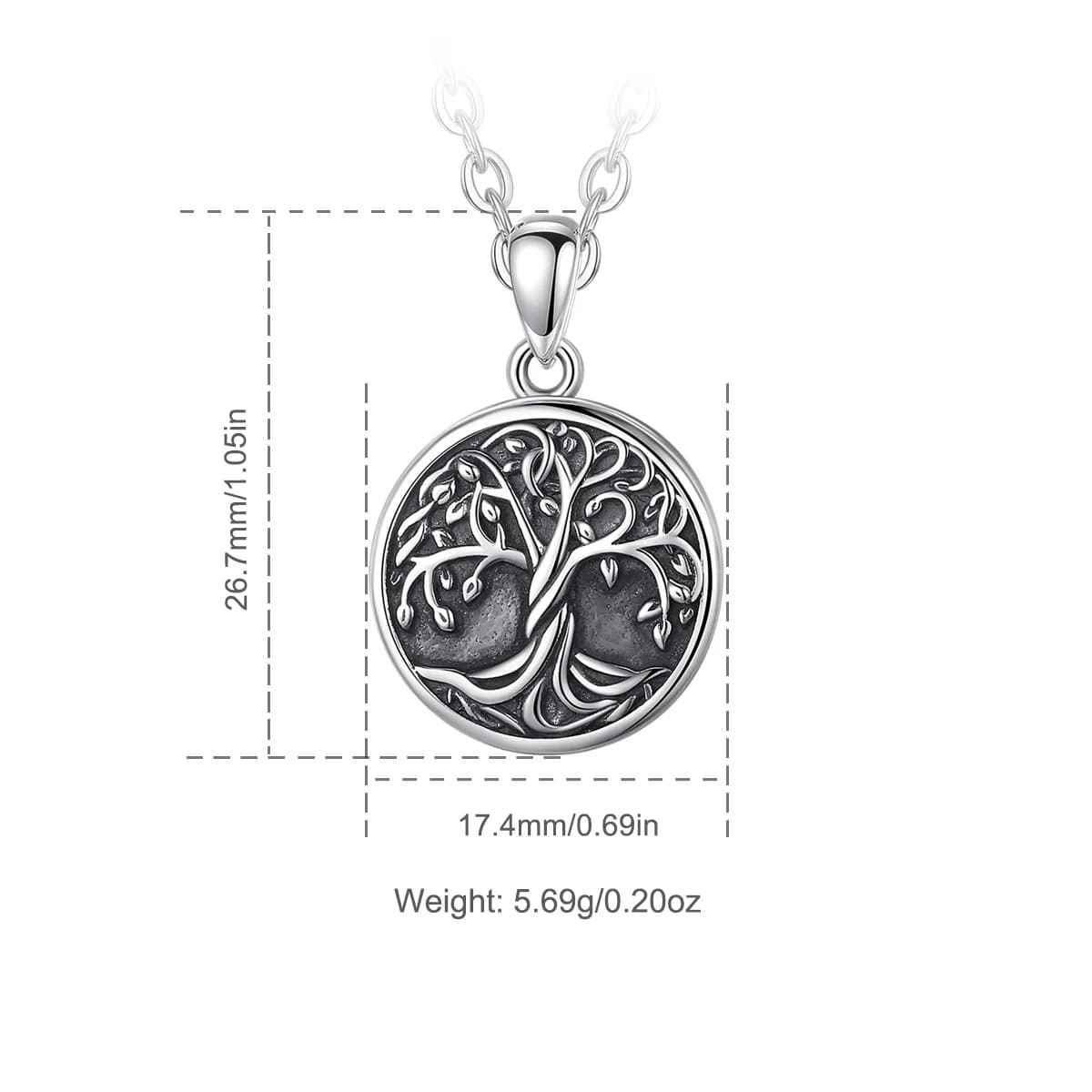 Silver Tree of Life Photo Locket Necklace Dimensions and Weight Xenos Jewelry