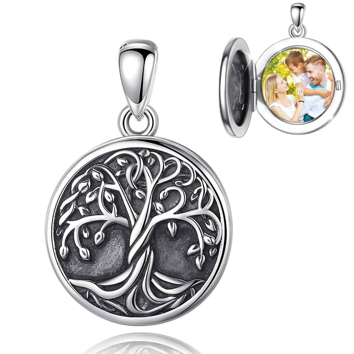 Silver Tree of Life Photo Locket Necklace Pendant Only Xenos Jewelry