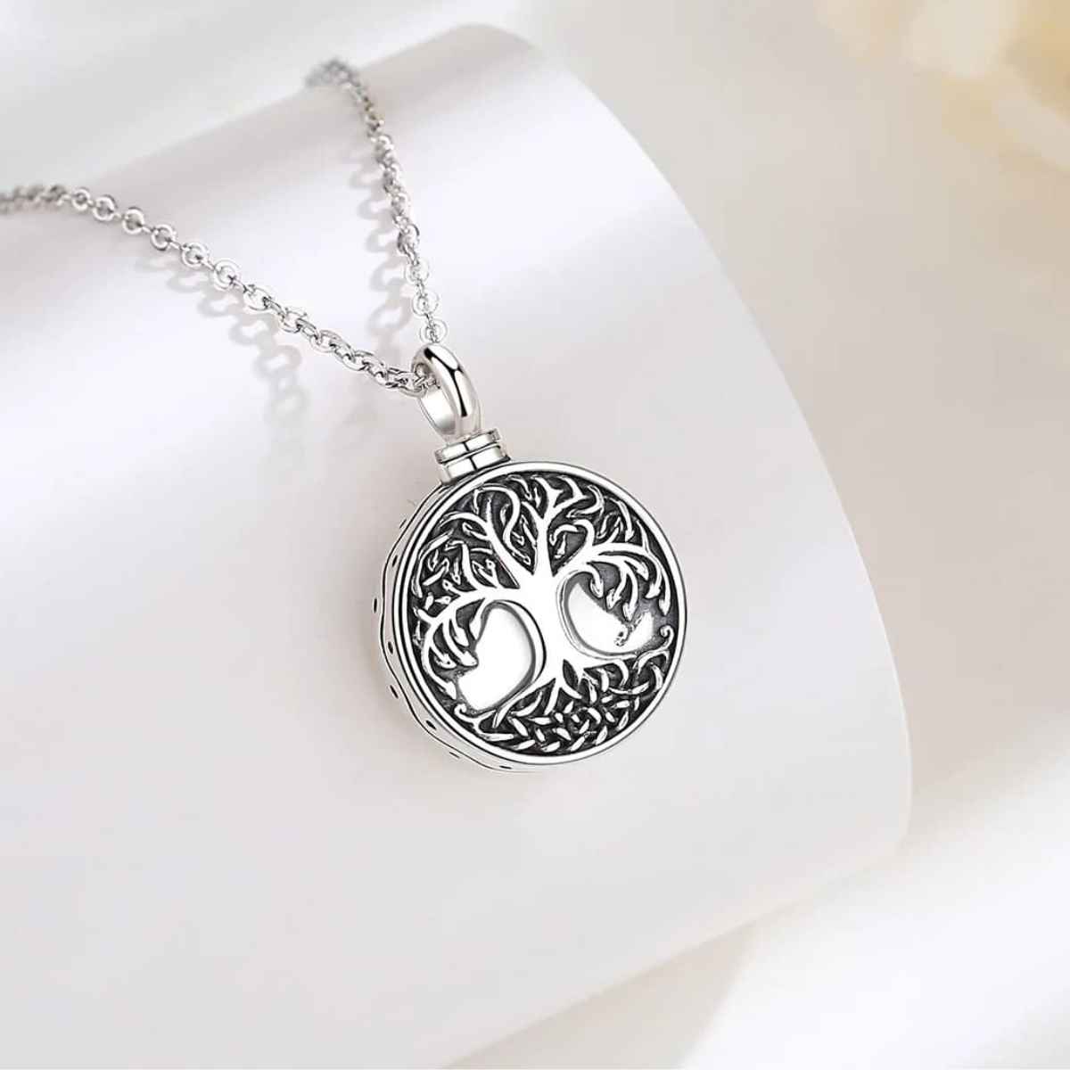 Silver Tree of Life Urn Necklace Details Xenos Jewelry