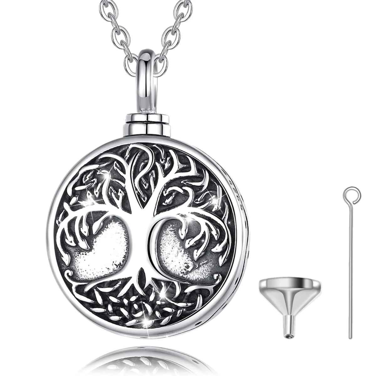 Silver Tree of Life Urn Necklace with 18 inch Chain Xenos Jewelry