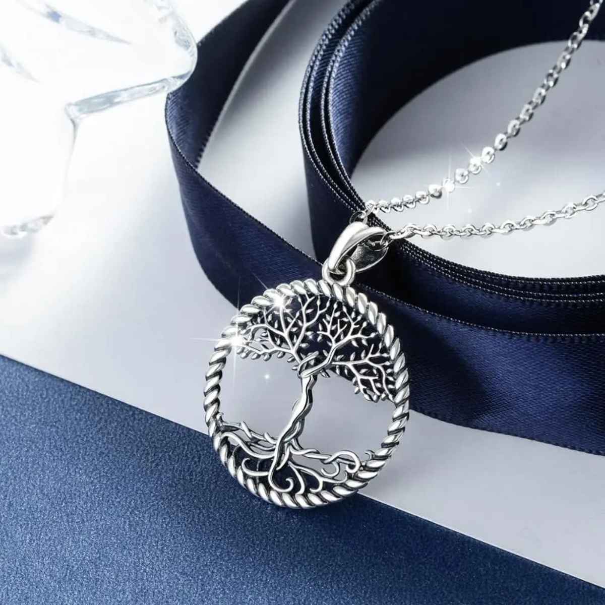 Silver Twisted Rope Tree of Life Pendant Details Xenos Jewelry