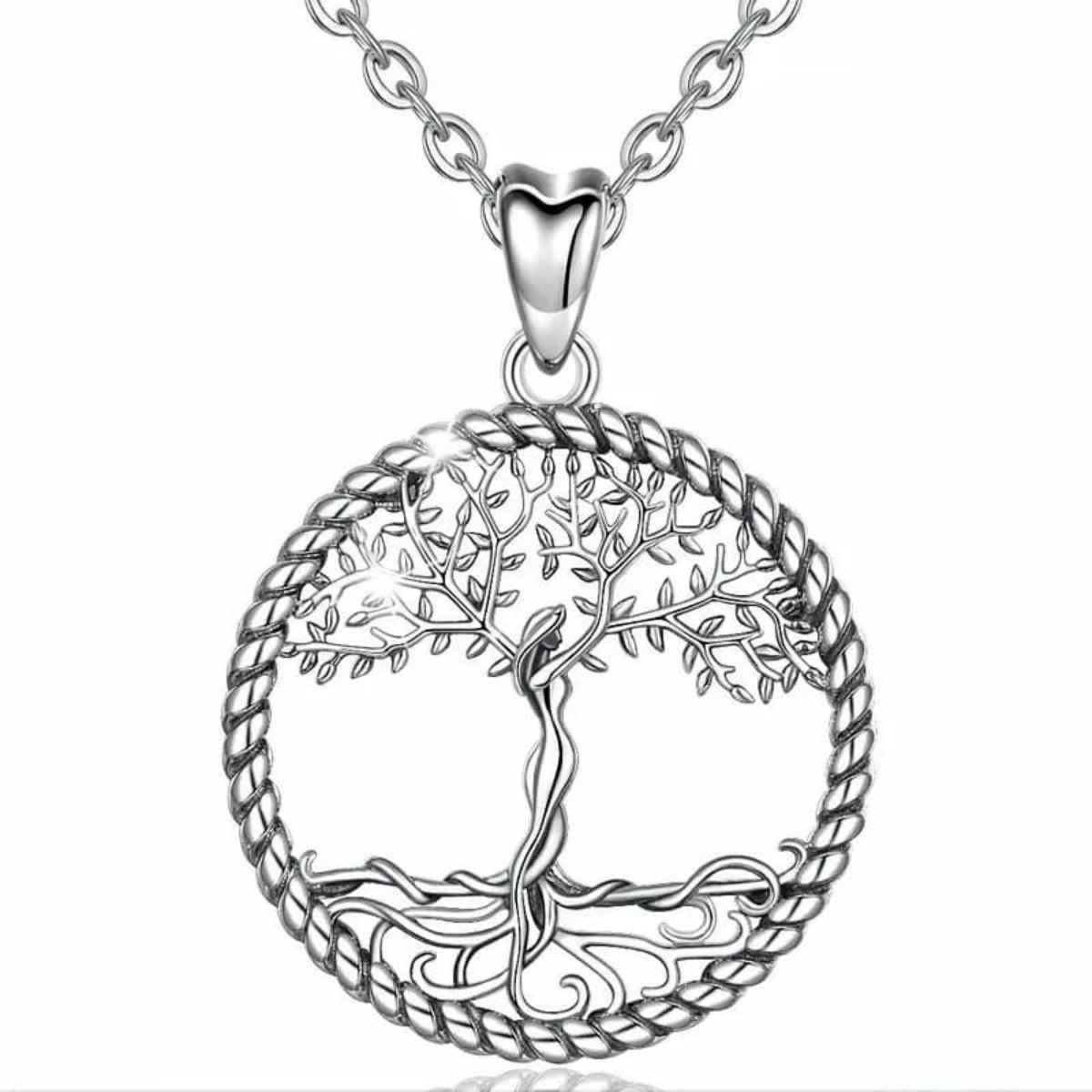 Silver Twisted Rope Tree of Life Pendant with 20 inch Chain Xenos Jewelry