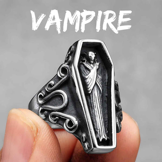 Silver Vampire Coffin Ring