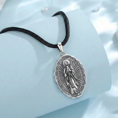 Silver Virgen de Guadalupe Necklace Details