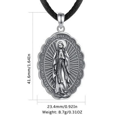 Silver Virgen de Guadalupe Necklace Dimensions and Weight