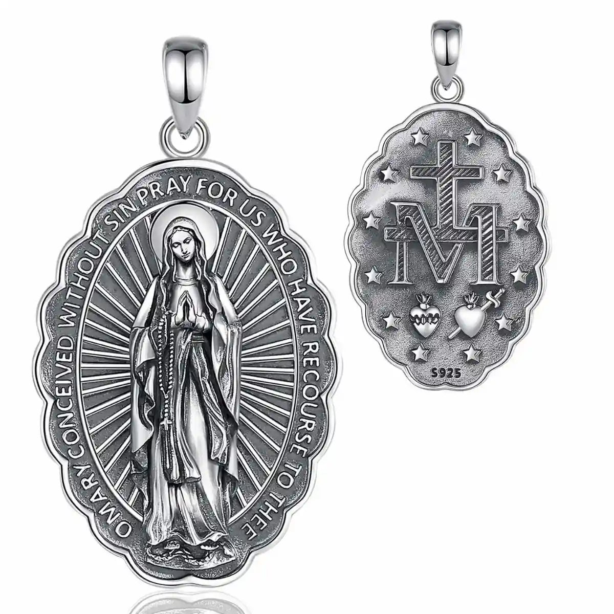 Silver Virgen de Guadalupe Necklace Pendant Only