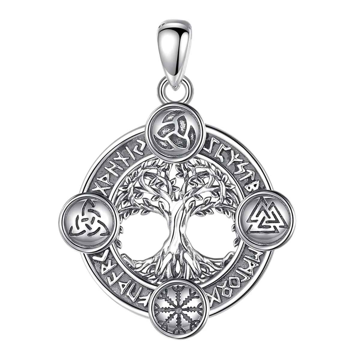 Silver Yggdrasil Pendant with Celtic Knots Pendant Only Xenos Jewelry