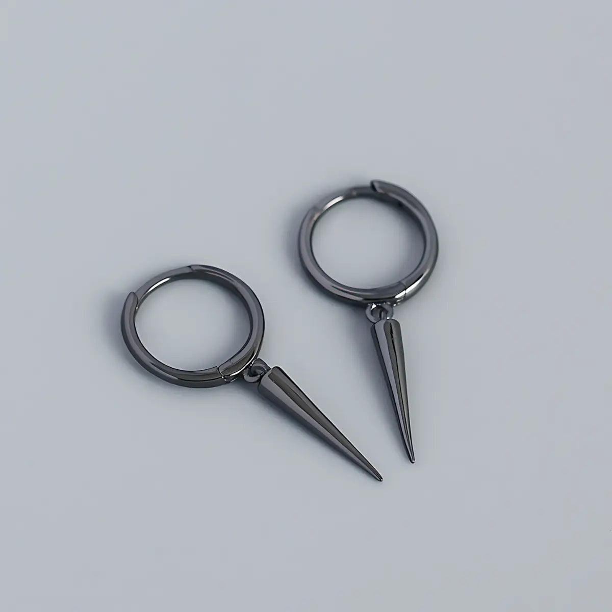 Single Spike Drop Earrings Black