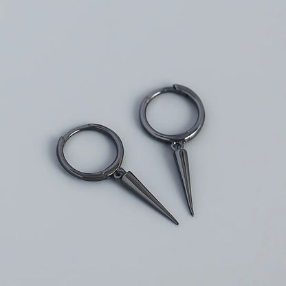 Single Spike Drop Earrings Black