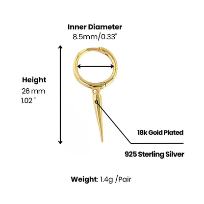 Single Spike Drop Earrings Dimensions And Weight