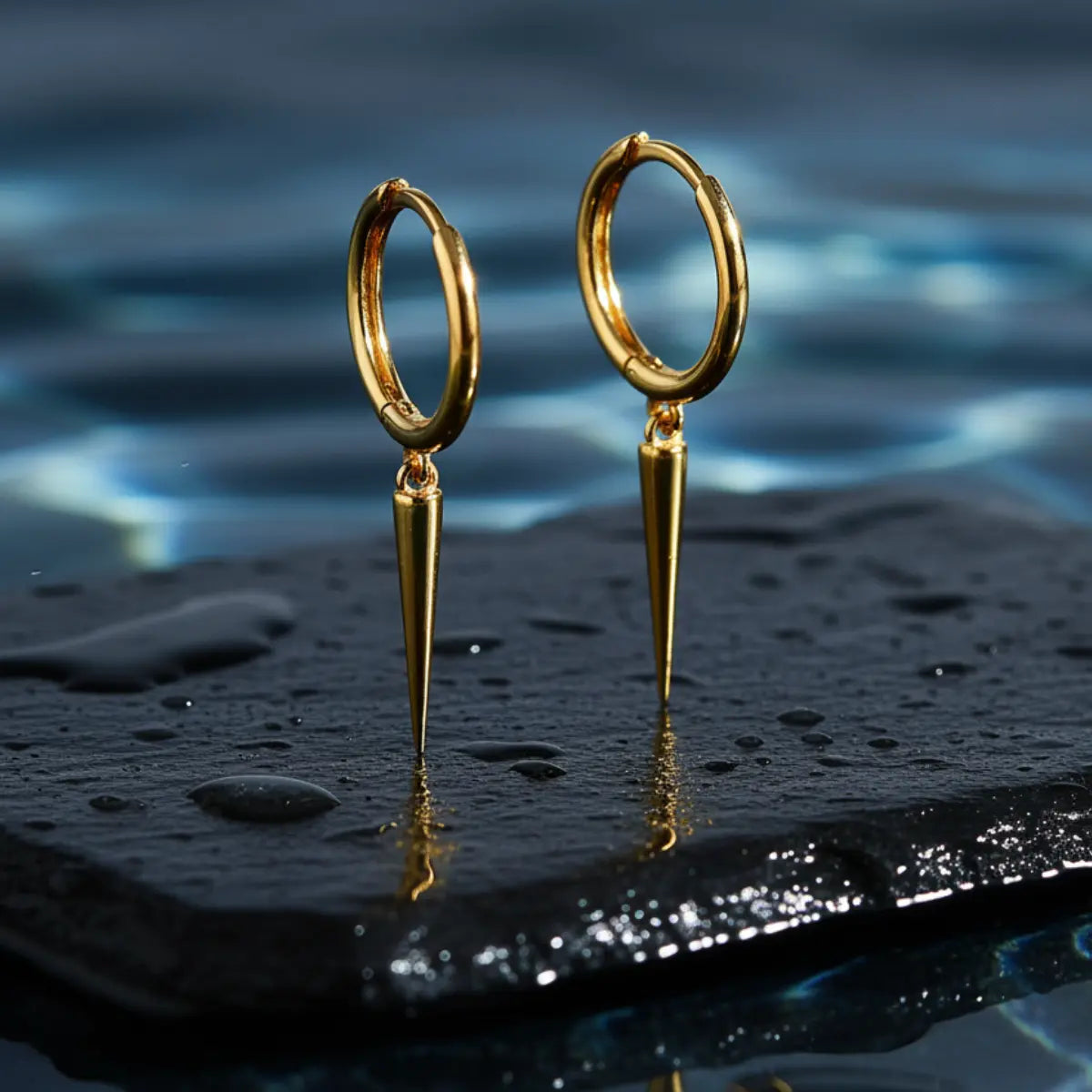 Single Spike Drop Earrings Gold