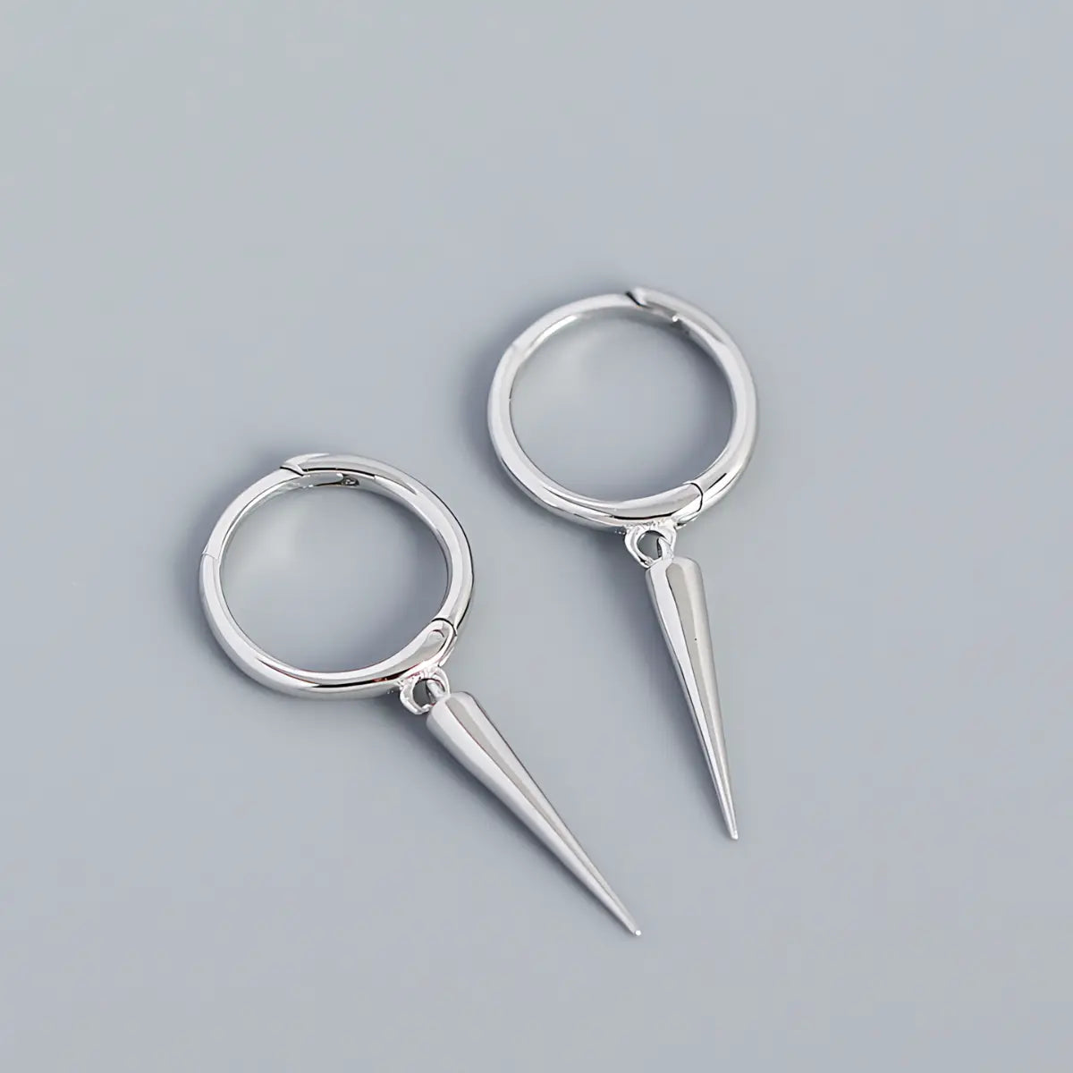 Single Spike Drop Earrings White Gold