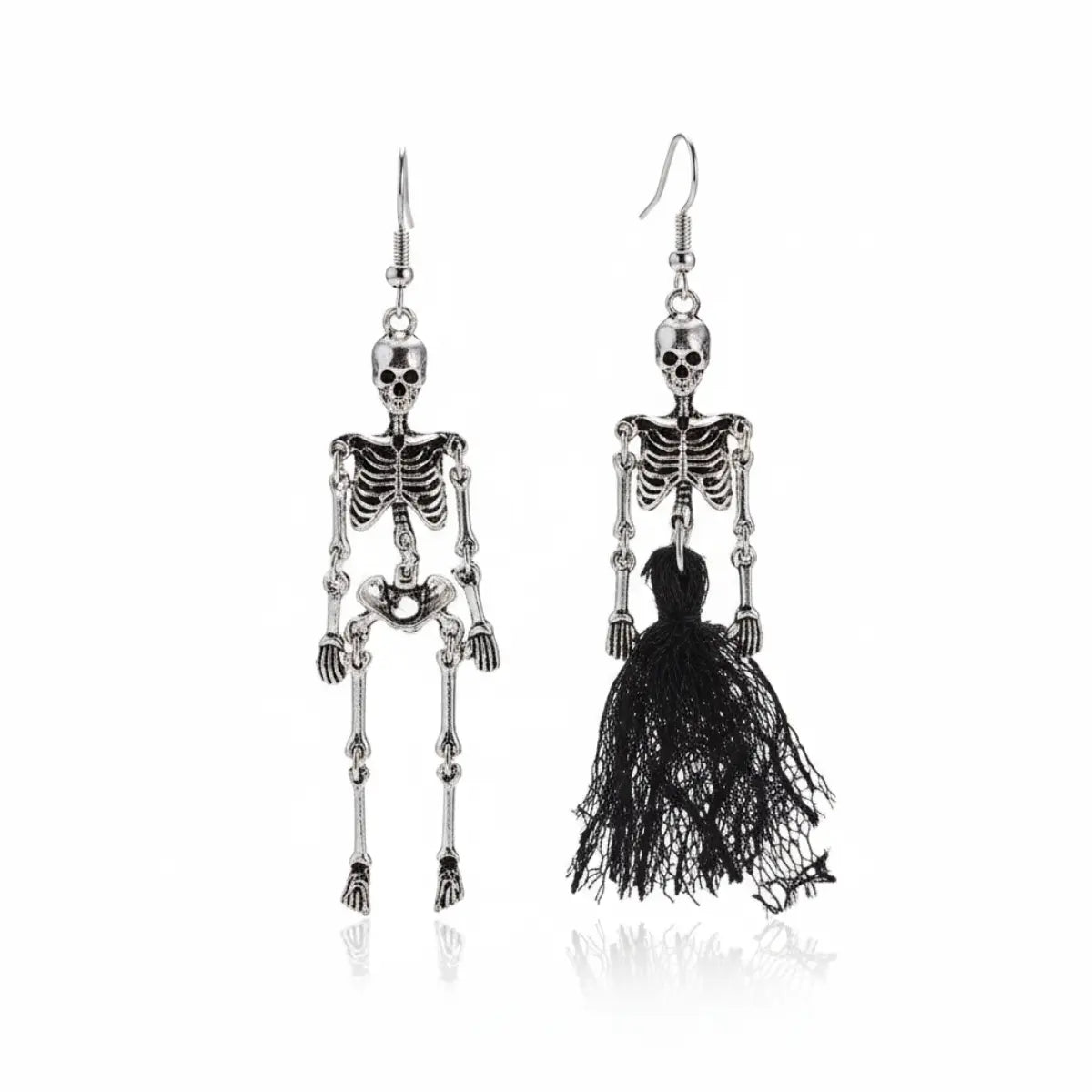 Skeleton Bride Dangle Earrings Front