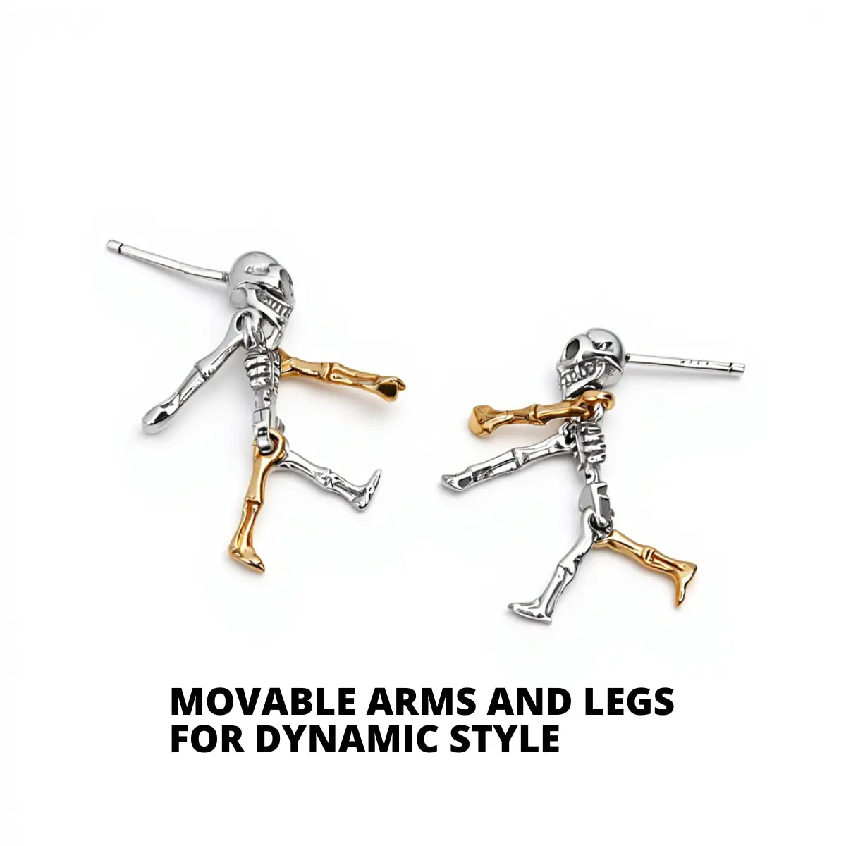 Skeleton dangle earrings sterling silver side view