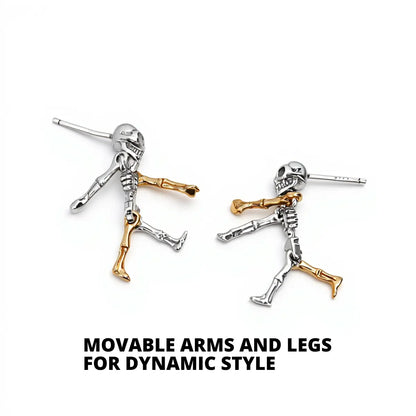 Skeleton dangle earrings sterling silver side view