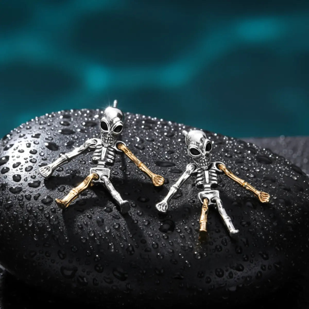 Skeleton dangle earrings sterling silver