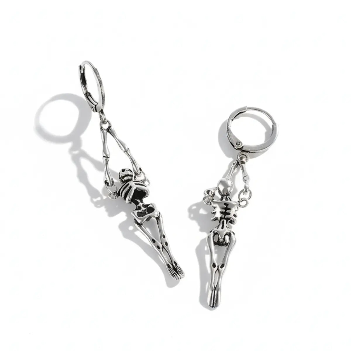 Skeleton Dangle Hoop Earrings Back