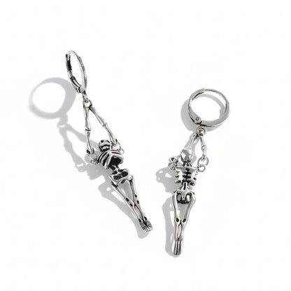 Skeleton Dangle Hoop Earrings Back