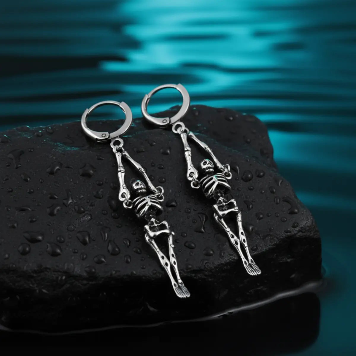 Skeleton Dangle Hoop Earrings