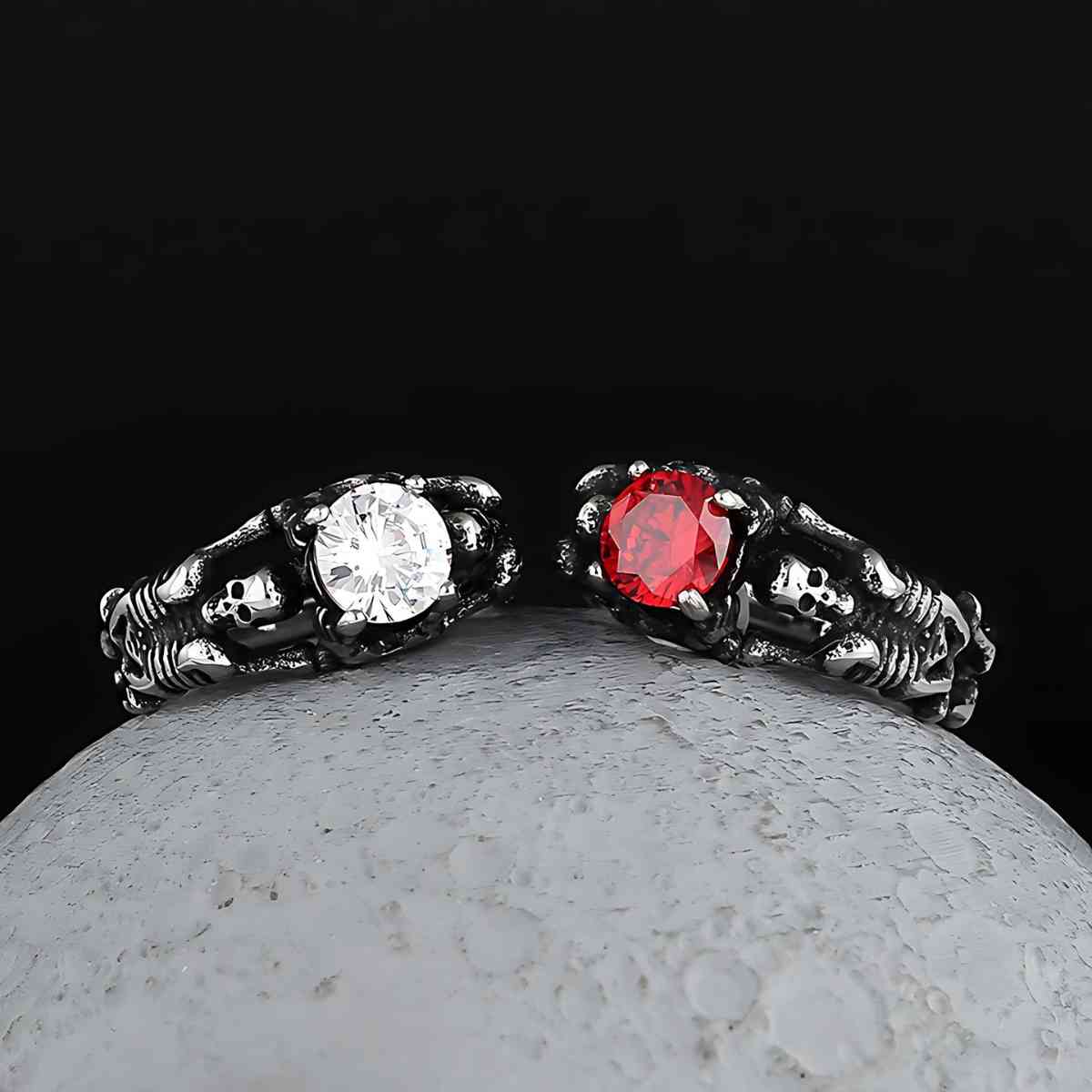 Skeleton Engagement Ring Red and White Xenos Jewelry