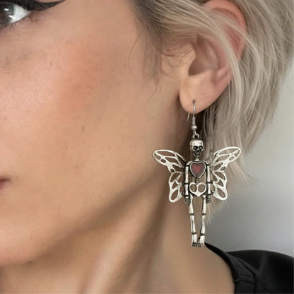 Skeleton Fairy Earrings Worn by Female Model