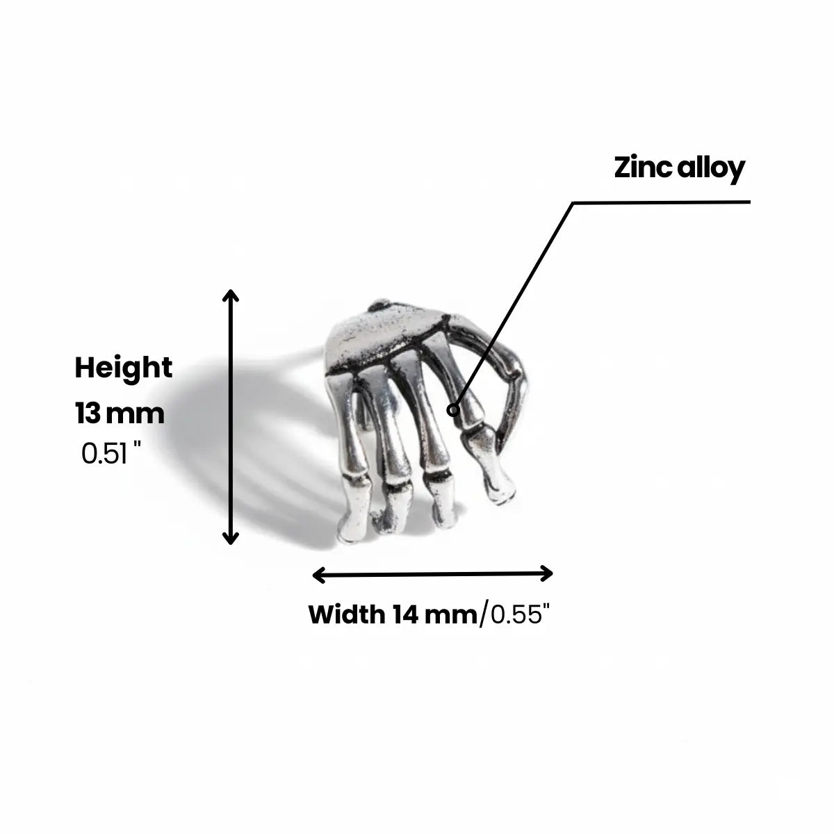 Skeleton Hand Ear Cuff Dimensions
