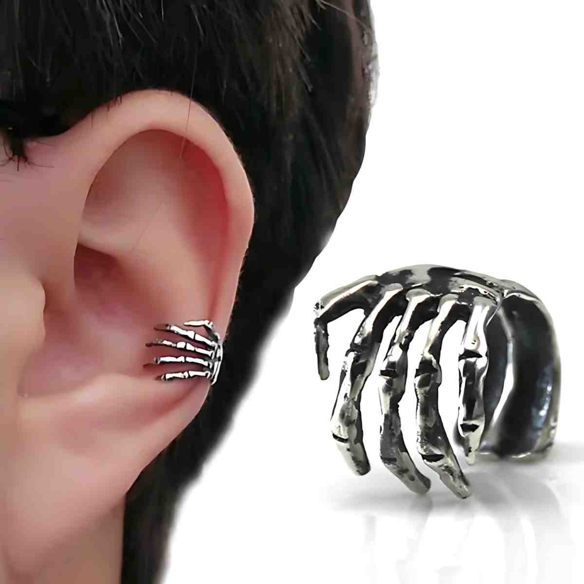 Skeleton Hand Ear Cuff Silver - Xenos Jewelry