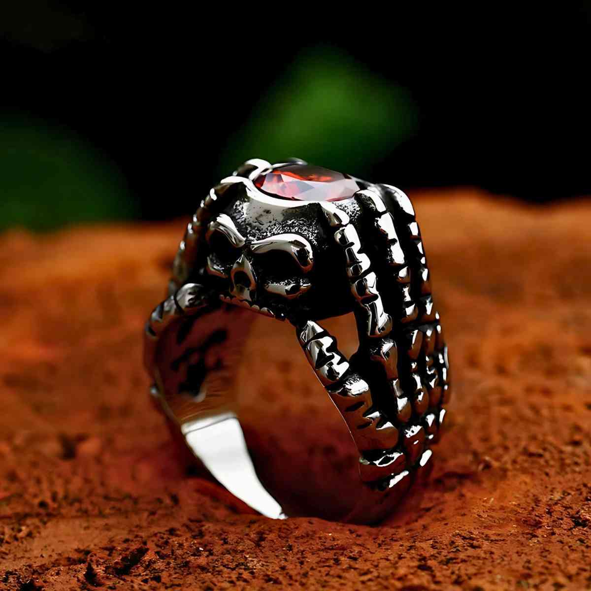 Skeleton Hand Engagement Ring in Stainless Steel