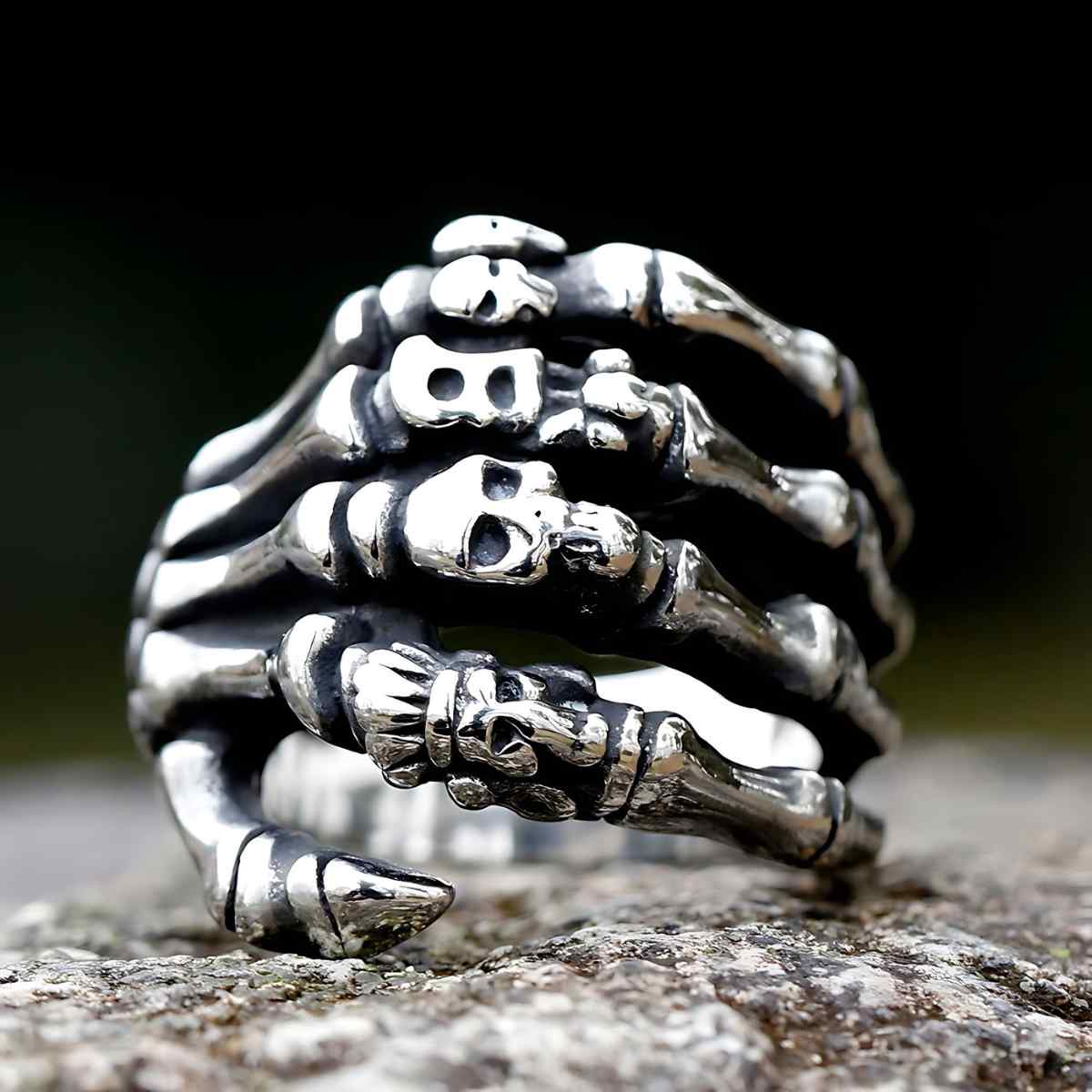 Skeleton Hand Ring Stainless Steel Xenos Jewelry