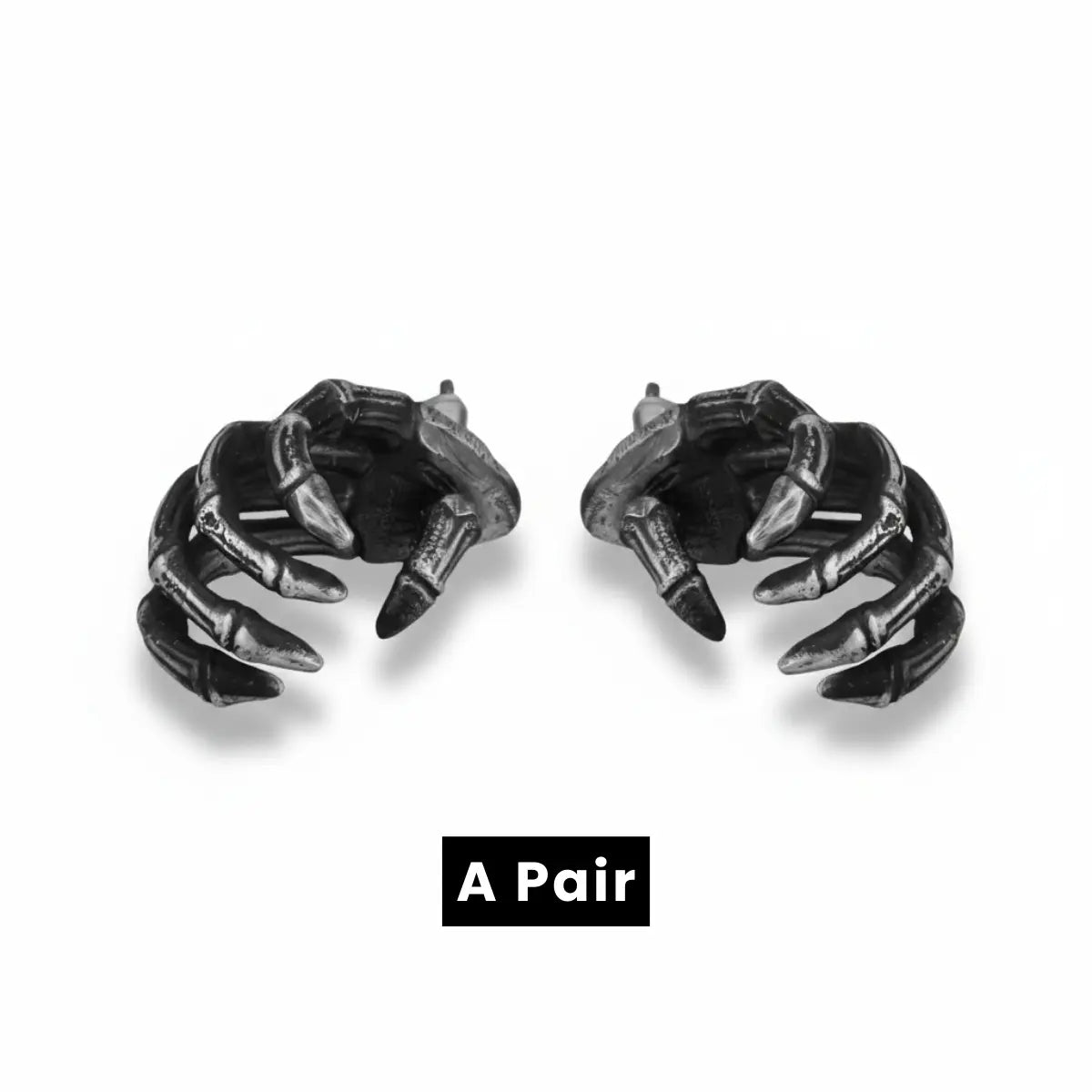 Skeleton Hand Stud Earrings 999 Silver A Pair