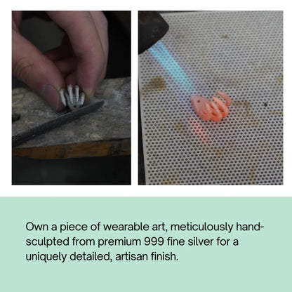 Skeleton Hand Stud Earrings 999 Silver Craftsmanship Details