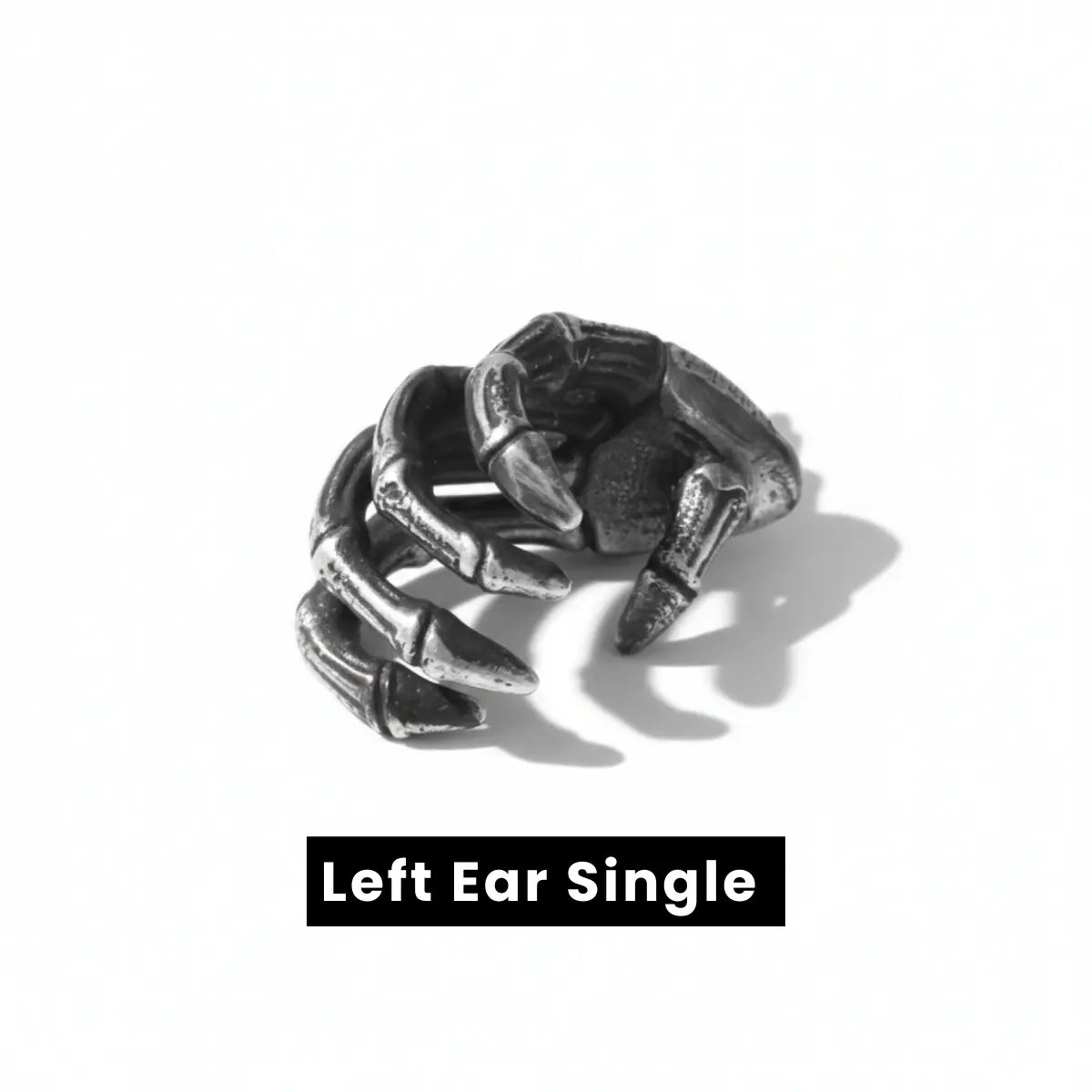 Skeleton Hand Stud Earrings 999 Silver Left Ear Single