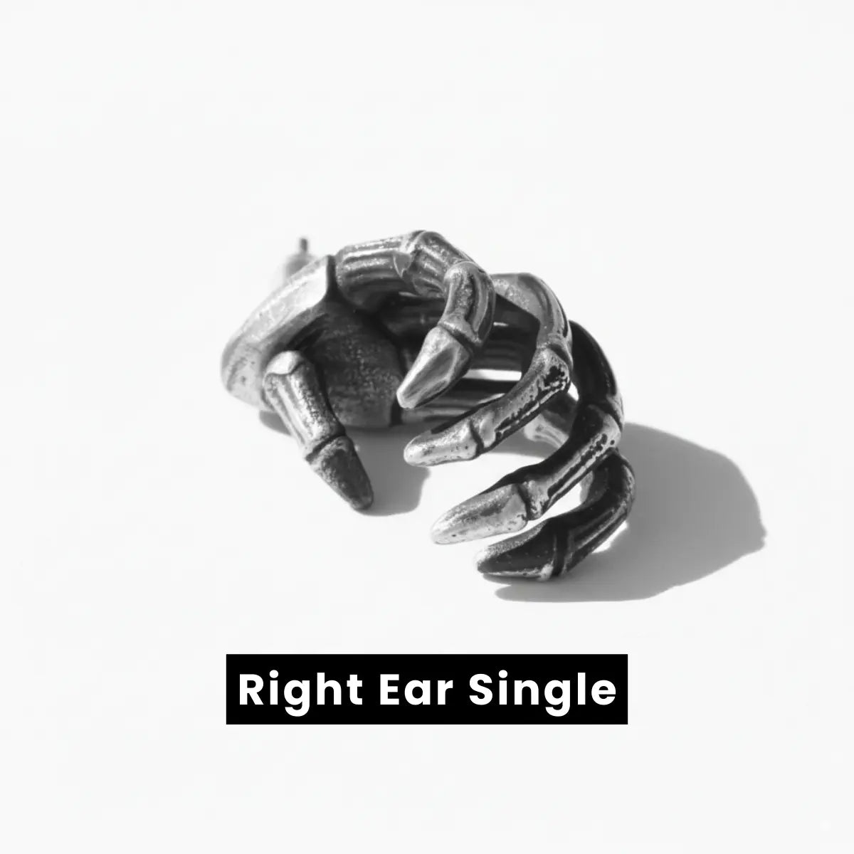 Skeleton Hand Stud Earrings 999 Silver Right Ear Single