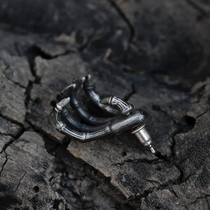 Skeleton Hand Stud Earrings 999 Silver Side