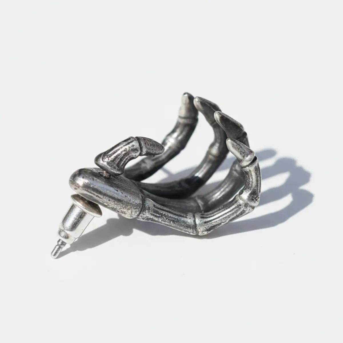 Skeleton Hand Stud Earrings 999 Silver