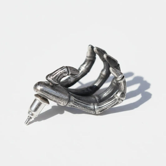Skeleton Hand Stud Earrings 999 Silver