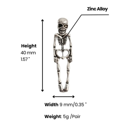 Skeleton Stud Dangle Earrings Dimensions and Weight